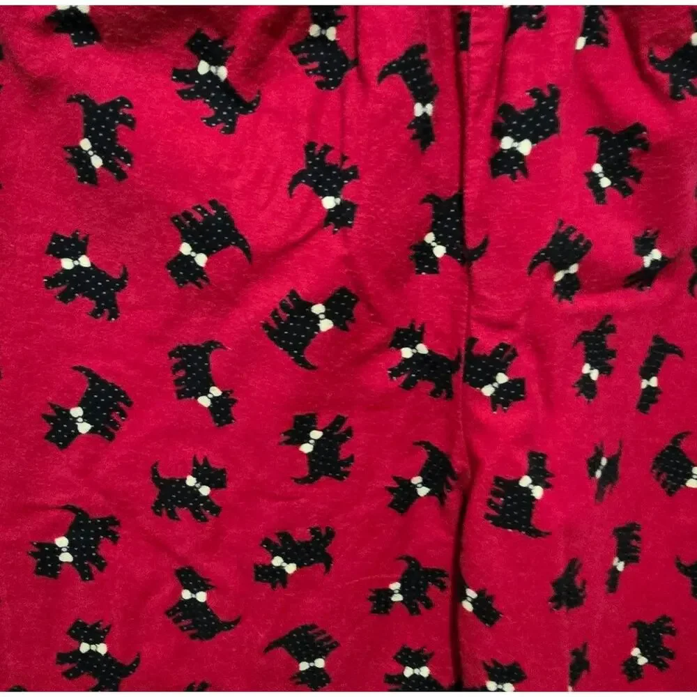 Red Scottie Yorkie Pajama Lounge Pants Cute Dog Women's Size Medium Cozy‎